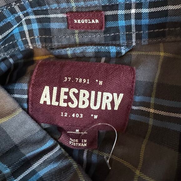 Alesbury Long Sleeve Gray Blue Button Up Shirt Men’s Cotton NWT Size Medium - Picture 7 of 9